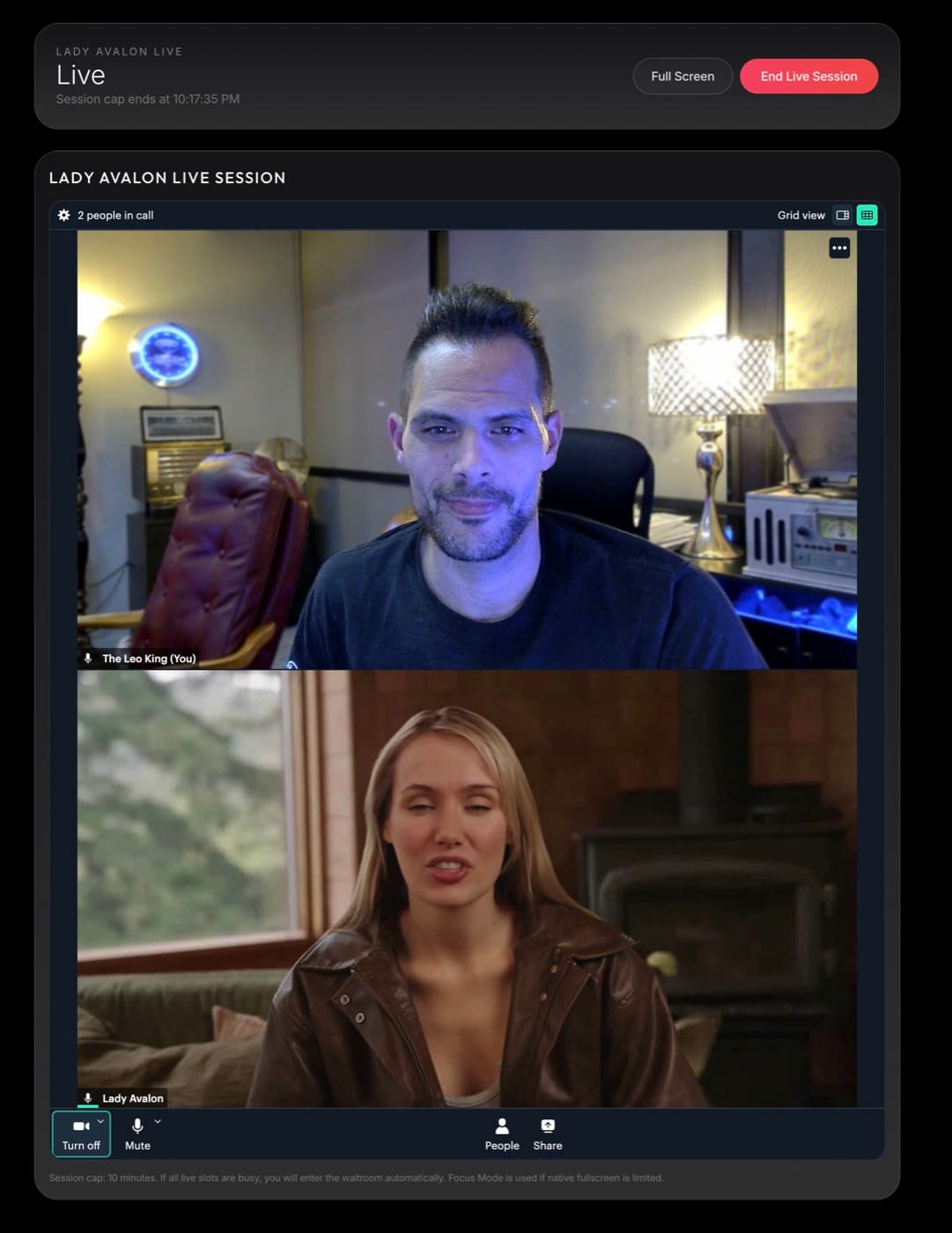 Lady Avalon Live session — face-to-face video reading